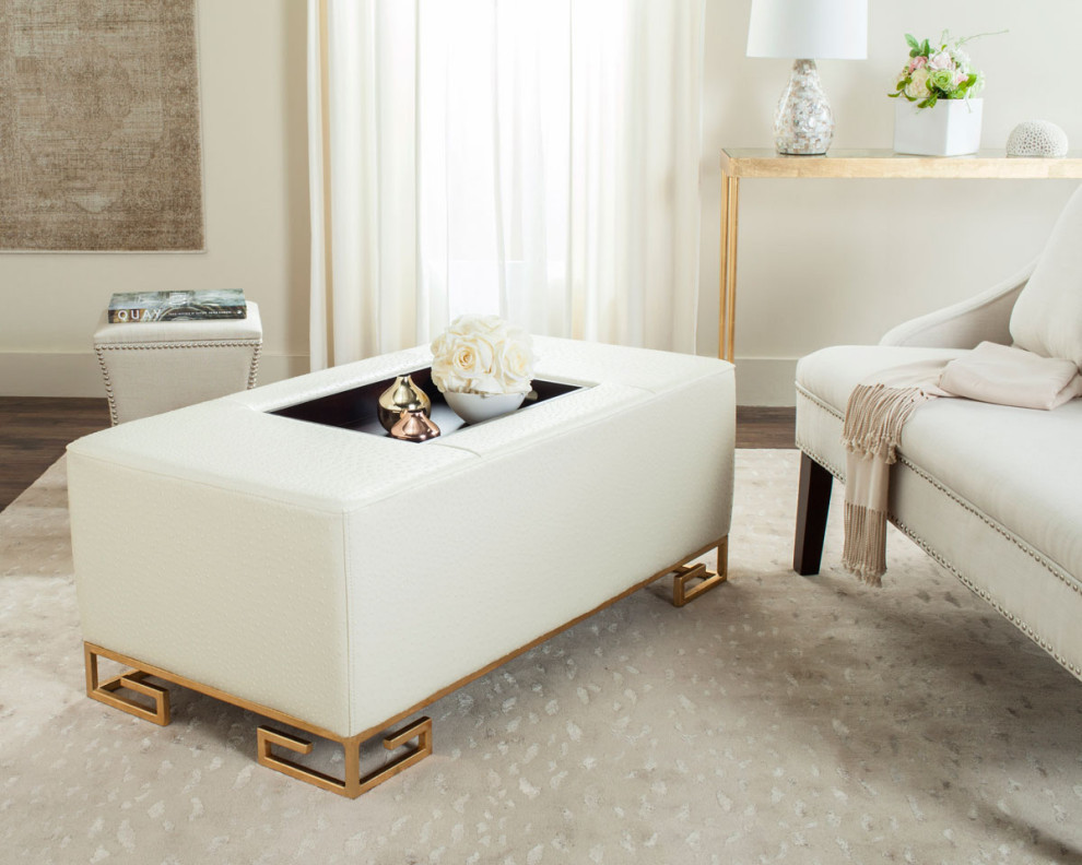 Parker Faux Ostrich Tray Ottoman/Coffee Table  Cream   Contemporary   Coffee Tables   by Rustic Home Furniture Deco  Houzz