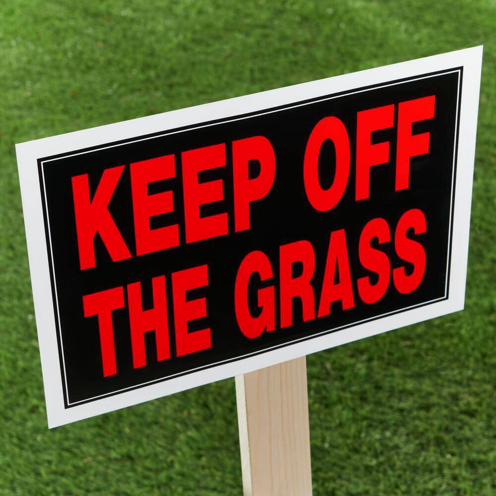 Everbilt 8 in. x 12 in. Plastic Keep Off Grass Sign 31735