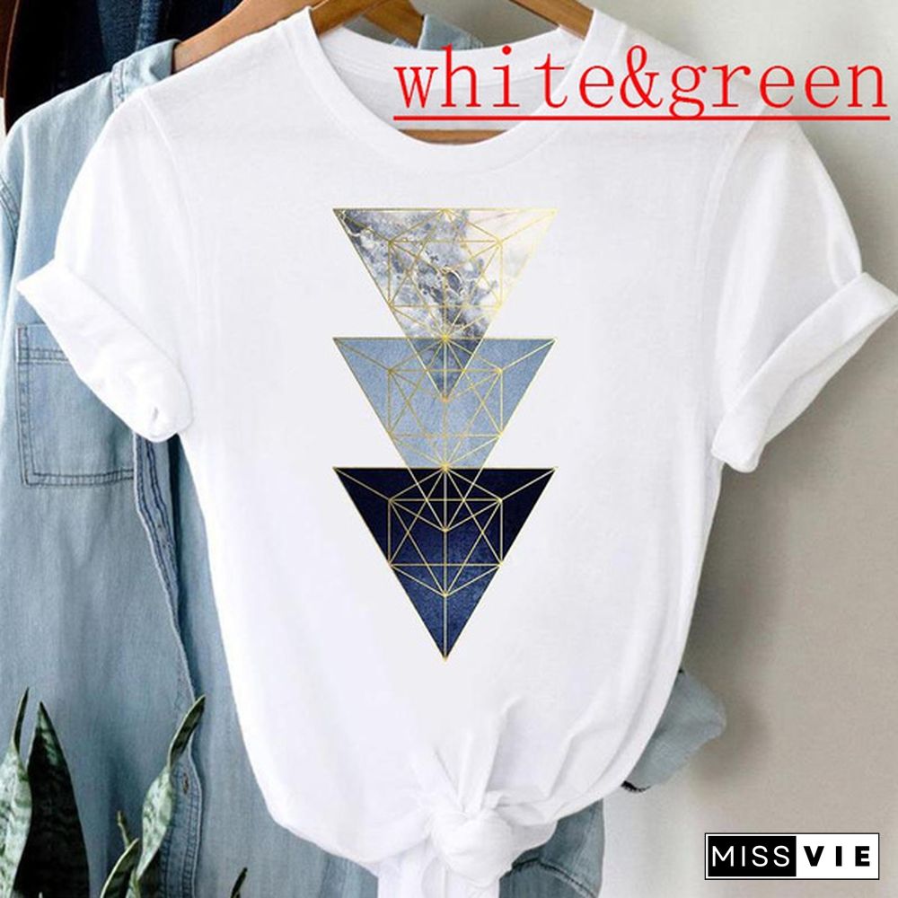 tee top tshirt fashion clothes women summer print lady female watercolor geometric spring 90s clothing short sleeve T casual cartoon graphic t-shirt