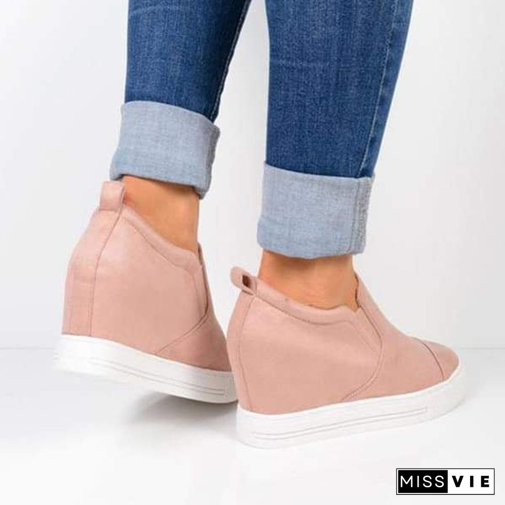 Letter Slip On Wedge Sneakers