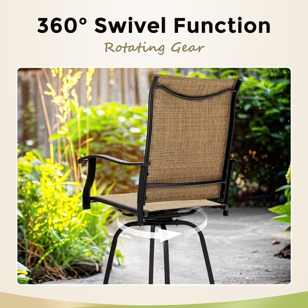 3piece Outdoor Swivel Bar Stool and Table Bistro Set