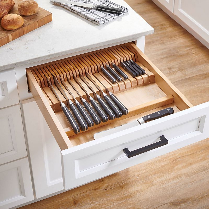 Rev-A-Shelf Kitchen Knife Block 2 Row 55 Slot Insert Organizer Trimable， 4WDKB-1