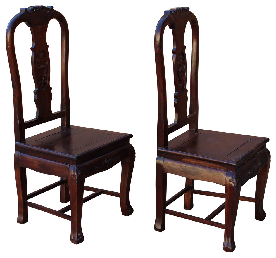 Handmade Chinese Old Shanghai Solid Redwood Rosewood Chair hwk2601  2 Piece Set   Asian   Dining Chairs   by Golden Lotus Antiques  Houzz