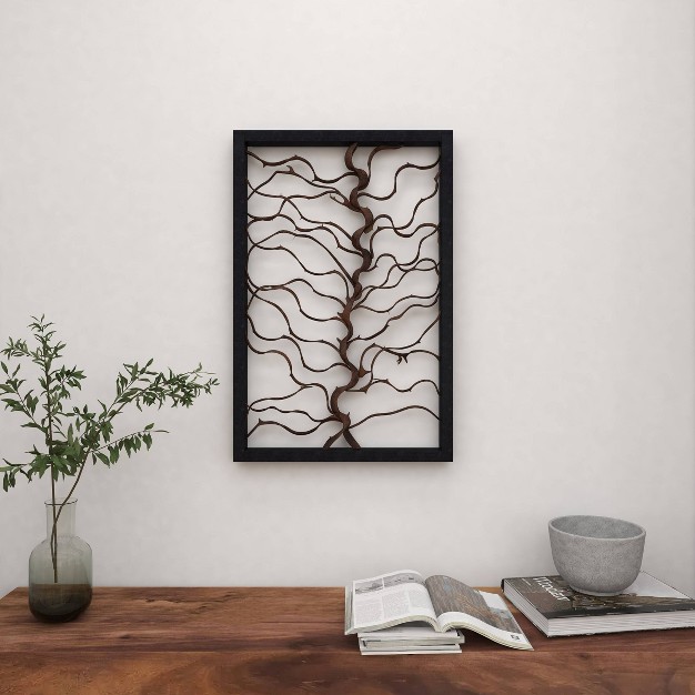 Wood Tree Branch Wall Decor With Black Frame Brown Olivia amp May