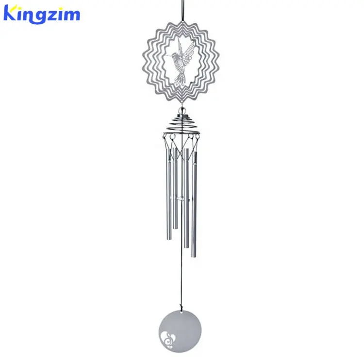 New vision hanging spinners spiral 3d wind chime mobile laser cutting style stainless steel metal wind spinners garden ornament