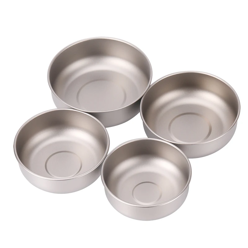 Ultralight Titanium Bowl Pan Plate Dish with Carry Bag Outdoor Camping Portable 4 Pcs Cookware set for camping  hiking