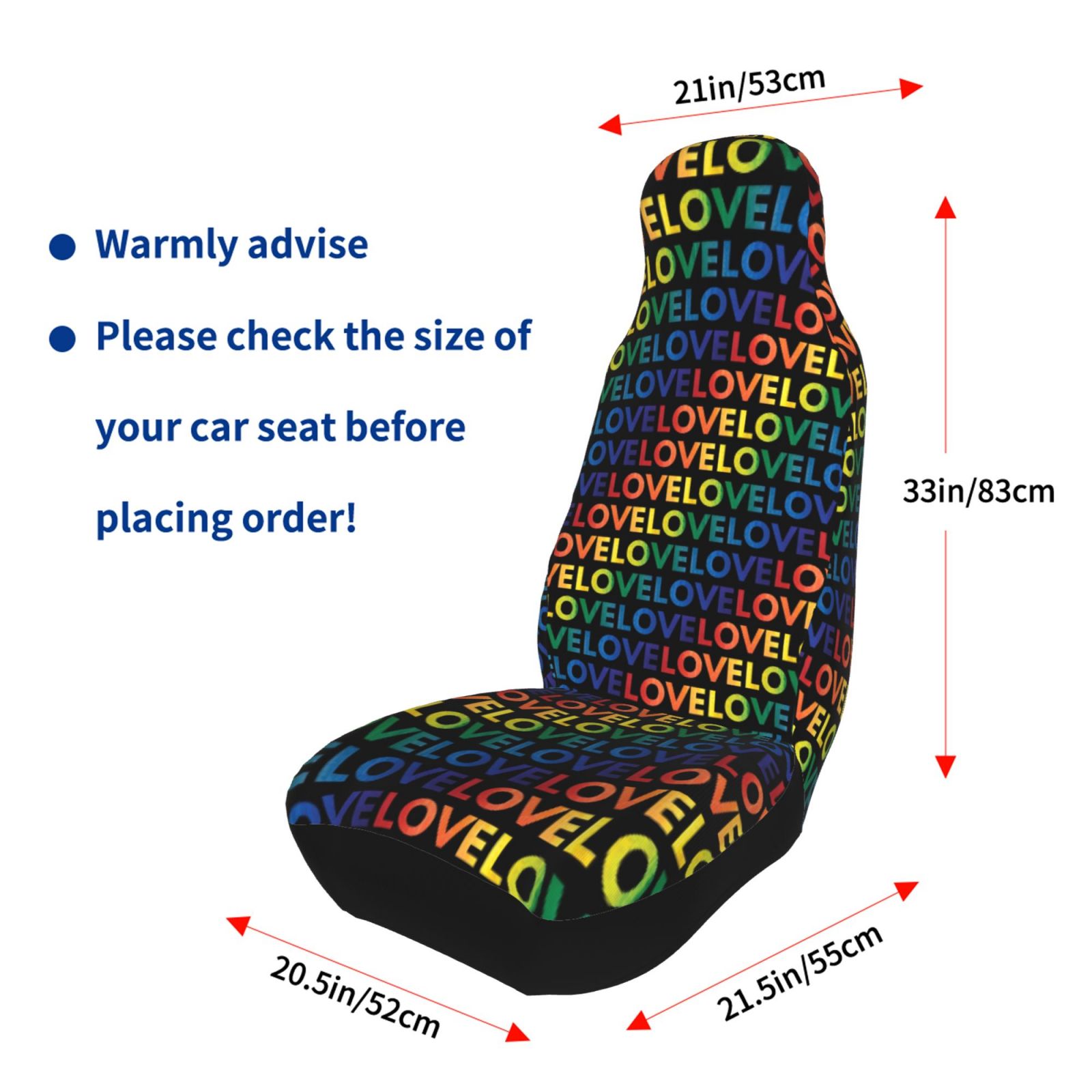 TEQUAN Front Seat Covers， Rainbow Lgbt Pride Pattern 2 Piece Car Seat Cover Fit Most Car SUV Truck Van