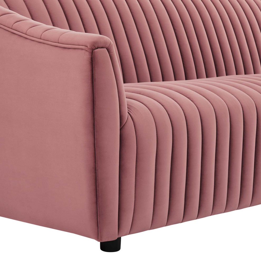 Announce Performance Velvet Channel Tufted Sofa  Dusty Rose   Contemporary   Sofas   by Homesquare  Houzz