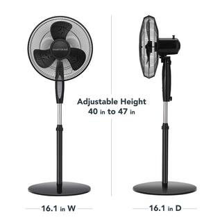 Hampton Bay 16 in. 3 Speed Digital Oscillating Standing Fan with Adjustable Height 12102