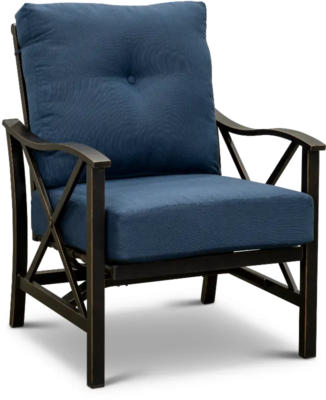 Denison Denim Blue Patio Club Chair with Motion