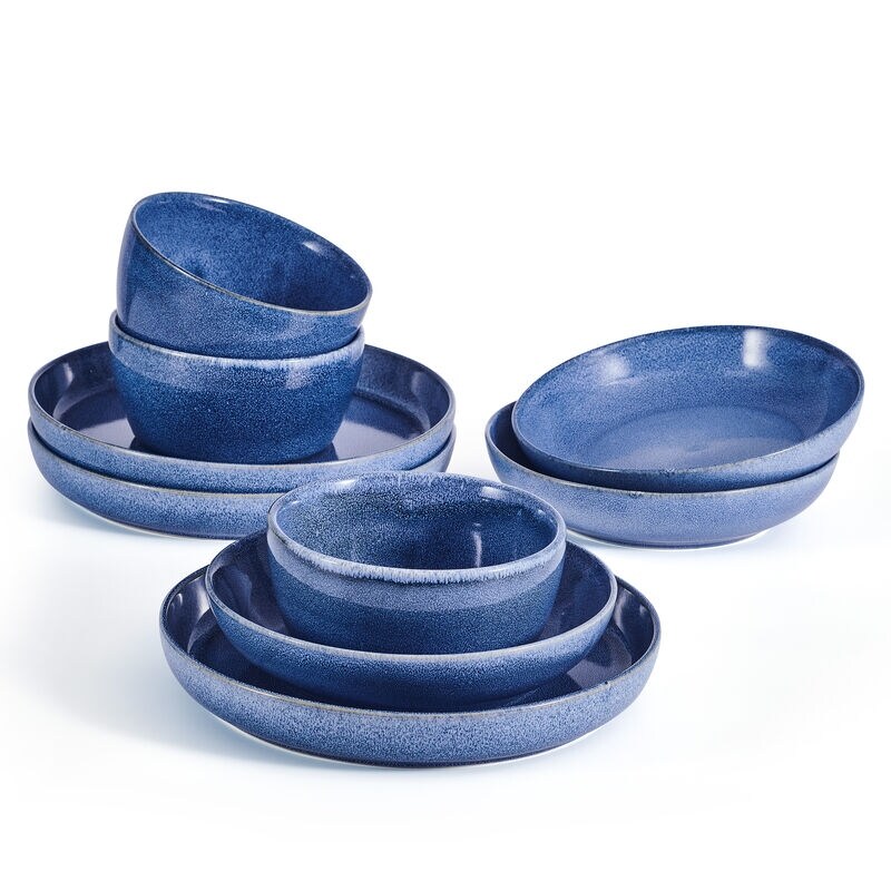 Mikasa Huxley Blue 9PC Dinner Bowl Set  Service for 3