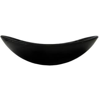 Novatto Tartaruga Oval Glass Vessel Sink in Painted Black with Drain and Assembly in Matte Black NOHP-G012-8031MB