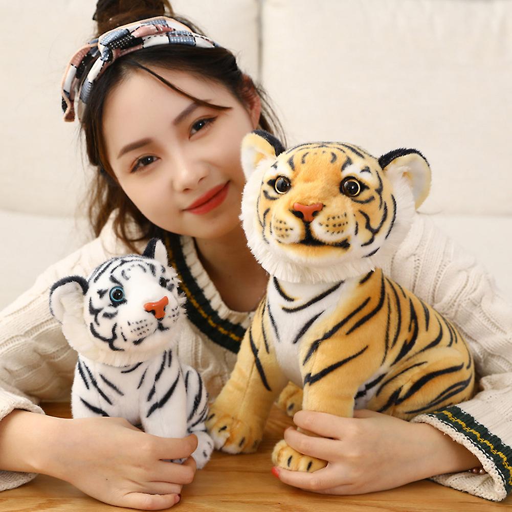 Soft Plush Tiger Doll Simulation Plush Toy Cute New Year Tiger Pillow Children Gift Home Decoration Yellow 23cm