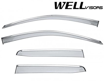 WellVisors Side Window Wind Deflector Visors - Honda Ridgeline 17-Up 2017 2018 With Chrome Trim