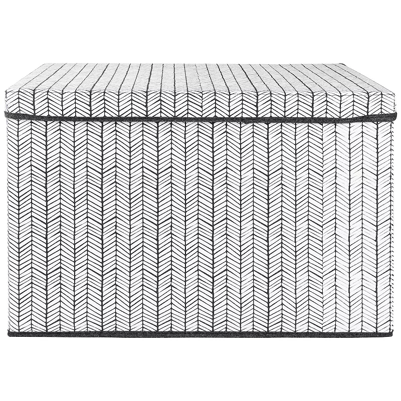 Sammy and Lou Herringbone Gray and White Felt Toy Box