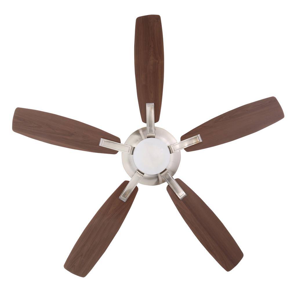 Home Decorators Collection Petersford 52 in. Integrated LED Indoor Brushed Nickel Ceiling Fan with Light Kit and Remote Control 24425