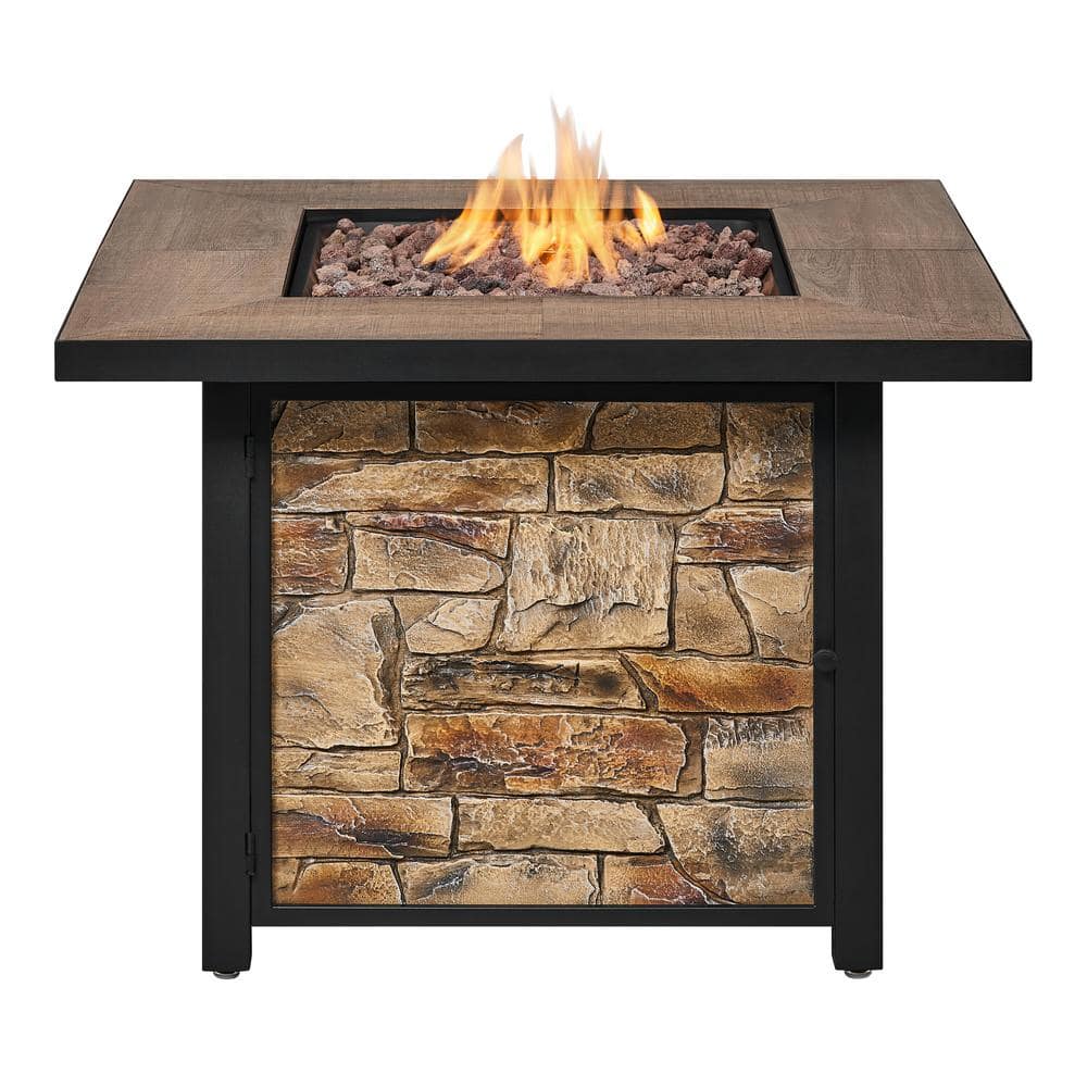 Hampton Bay 36 in. W x 25.2 in. H Square Fire Table with Porcelain Tile Tabletop FP21533-Z