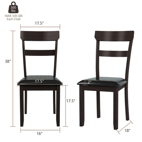 2 PCS Padded Dining Chairs Upholstered Kitchen Restaurant Chairs