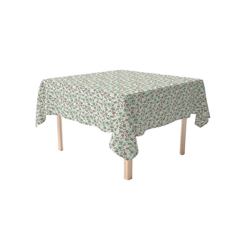 Square Tablecloth， 100% Polyester， 70x70， Holiday Foliage and Berries