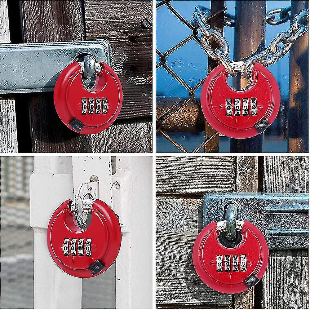 4 Digit Combination Disc Padlock With Hardened Steel Shackle Silver Lock For Sheds， Storage Unit， Gym And Fence (25/64