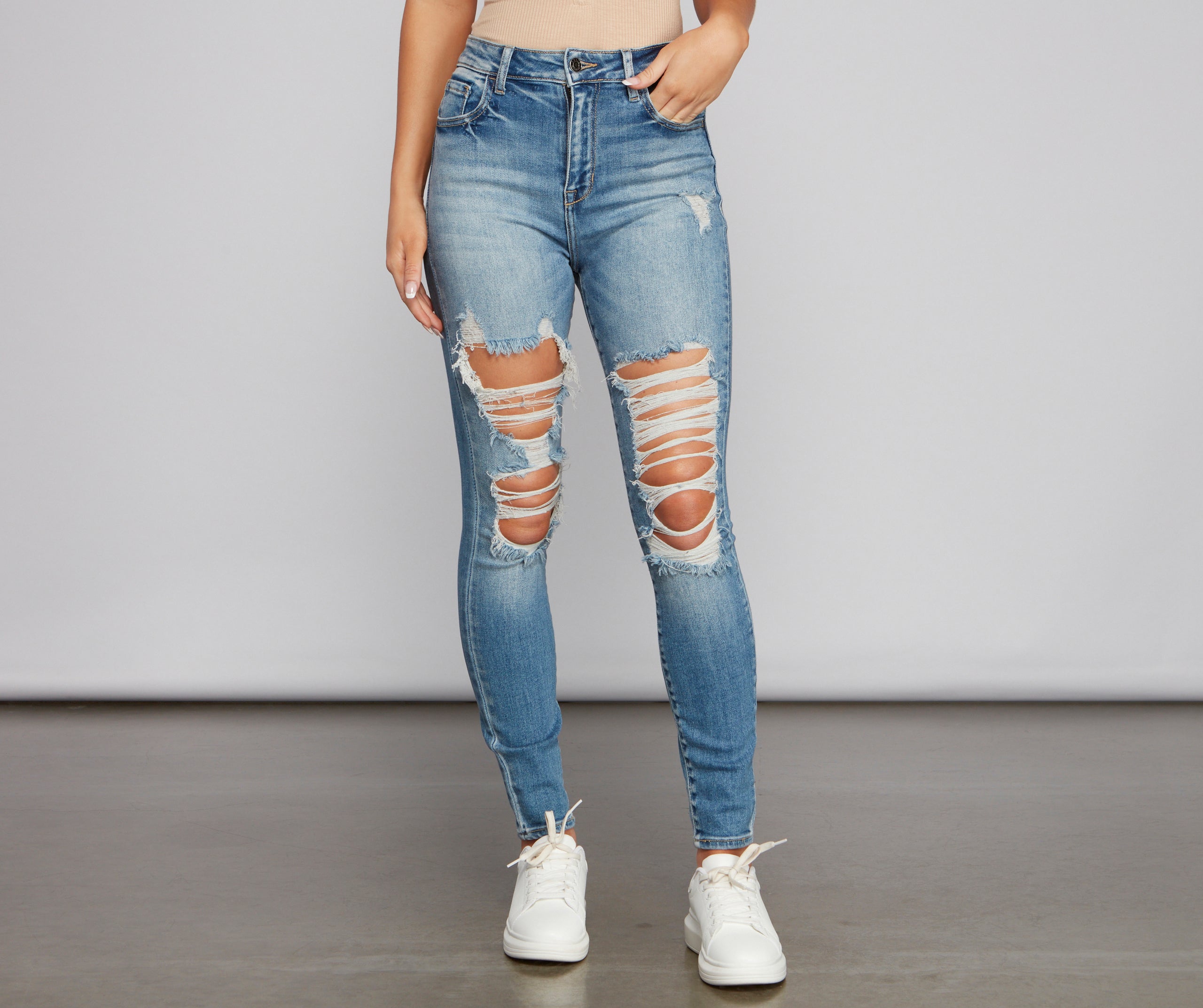 Girl Next Door Destructed Skinny Jeans