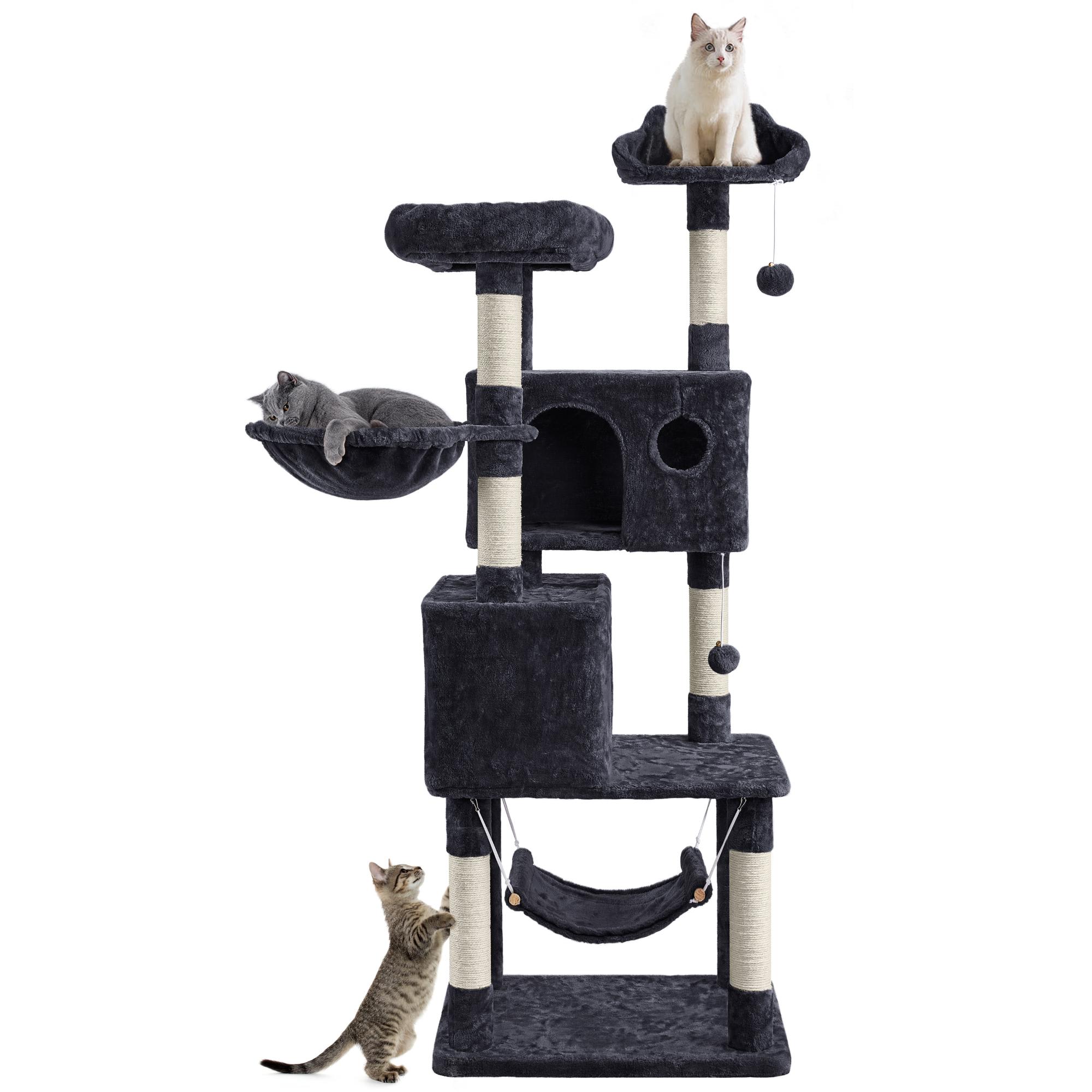 TOPEAKMART Black 4-Level Large Cat Tree for Small Cats， 64.5