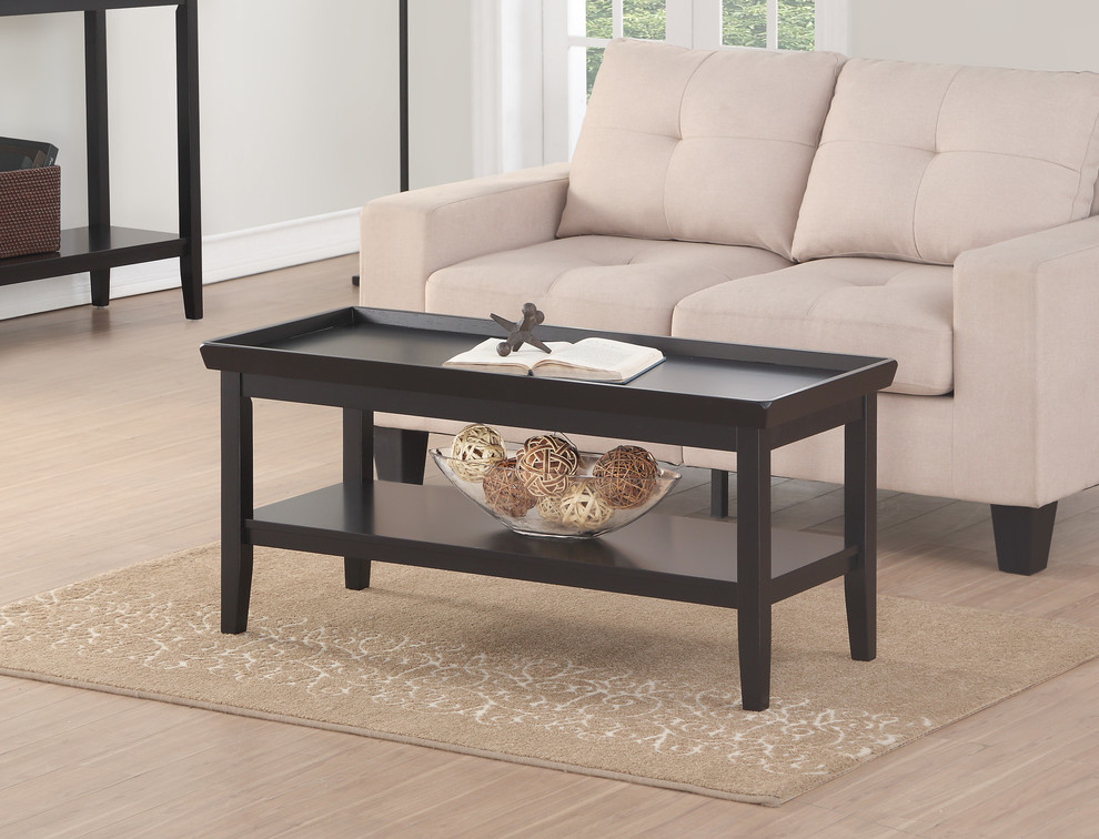 Convenience Concepts Ledgewood Coffee Table in Black Wood Finish   Transitional   Coffee Tables   by Homesquare  Houzz