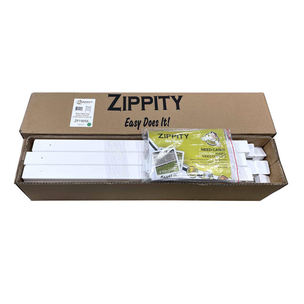 Zippity Outdoor Products Roger Rabbit 2 ft. x 2 ft. White Picket Vinyl Fence Panel Kit (3 Pack) ZP19056