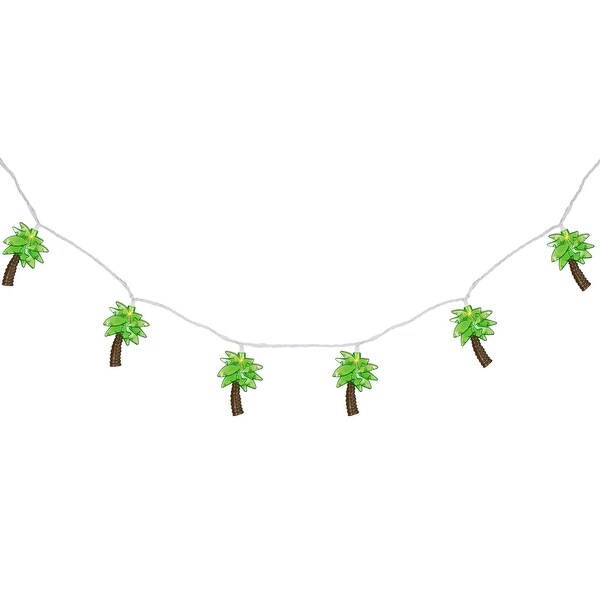 10ct Green AutumnPalm Tree Patio String Light Set 7.25ft White Wire