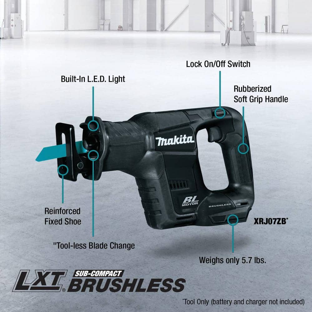 Makita 18V LXT Sub-Compact Lithium-Ion Brushless Cordless Reciprocating Saw (Tool-Only) XRJ07ZB