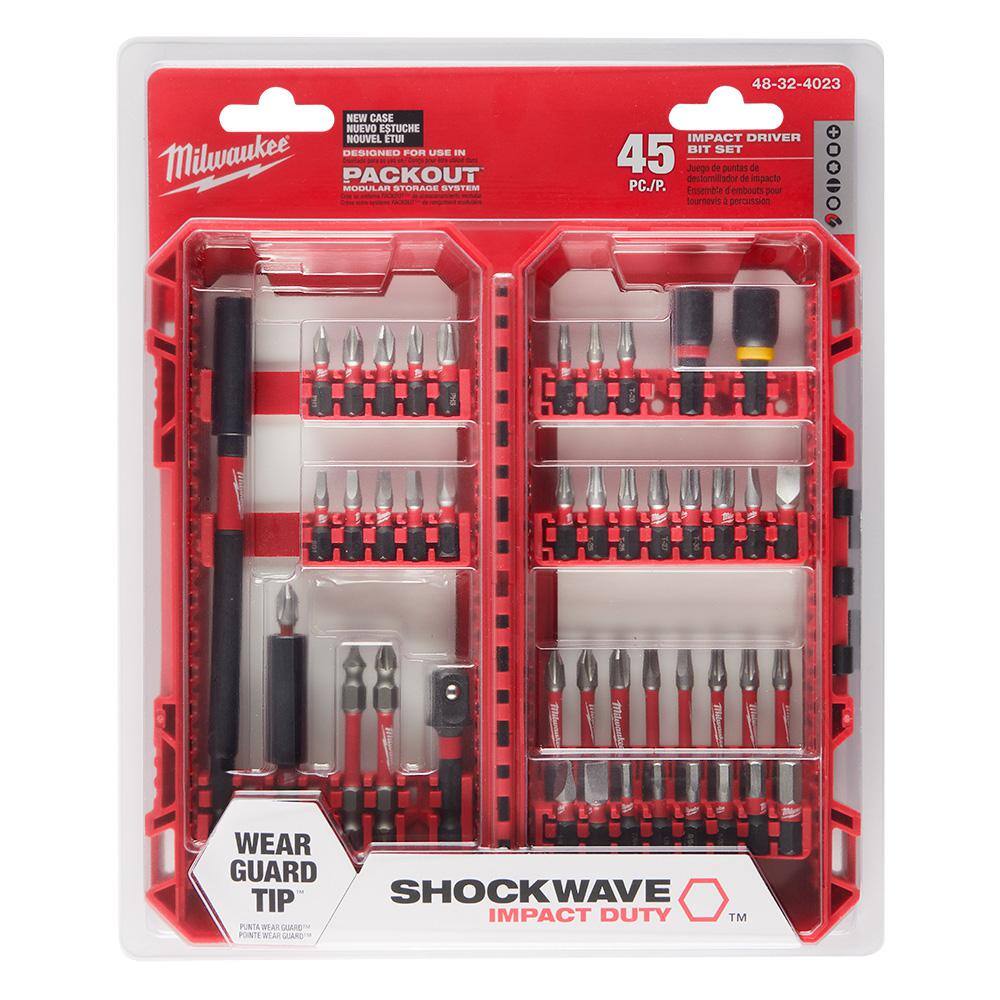 MW SHOCKWAVE Impact Duty Alloy Steel Screw Driver Bit Set (45-Piece) 48-32-4023