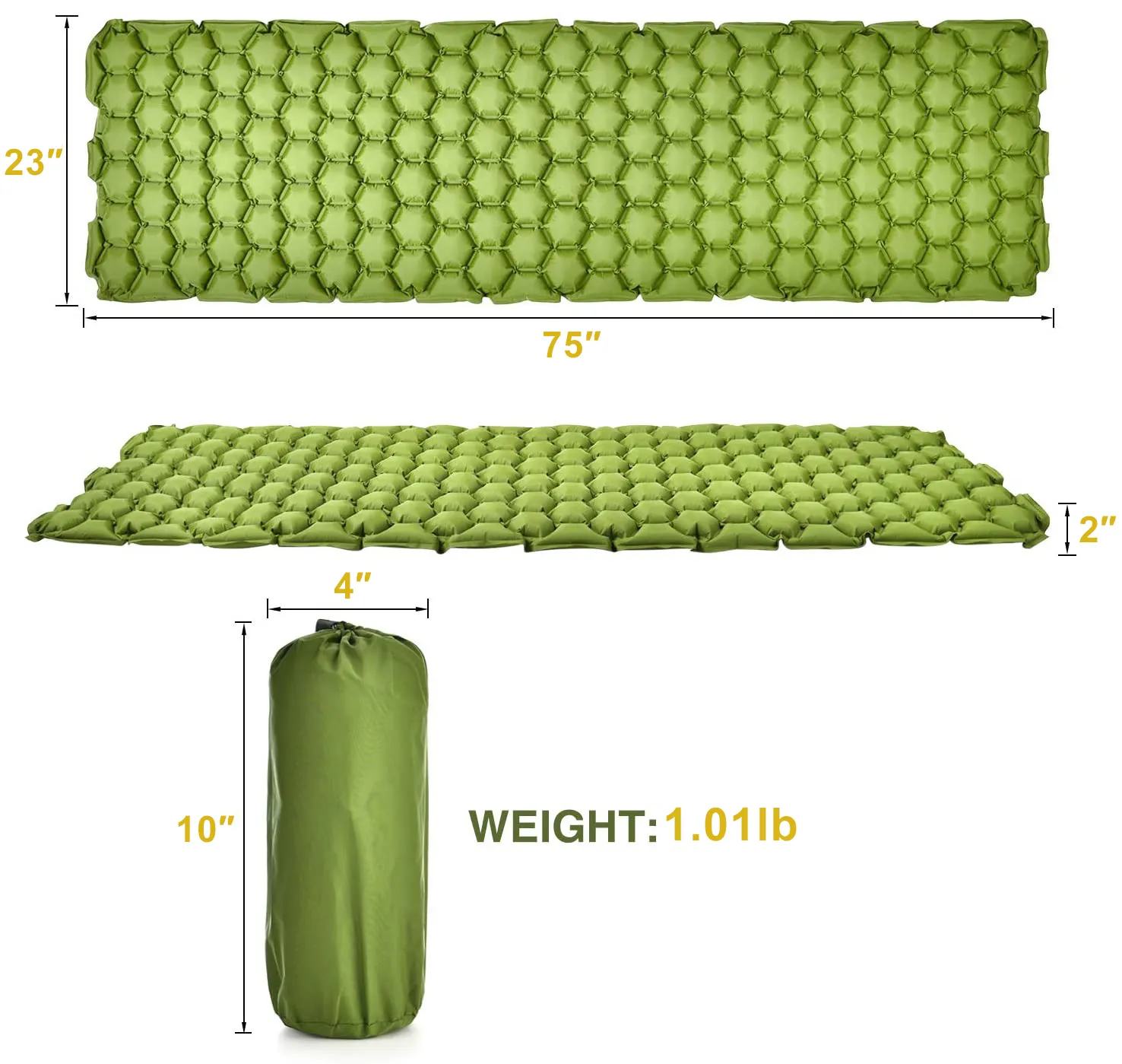 40D Nylon Fabric Rip stop comfortable Self Inflating Air mat Mattress Camping Pad