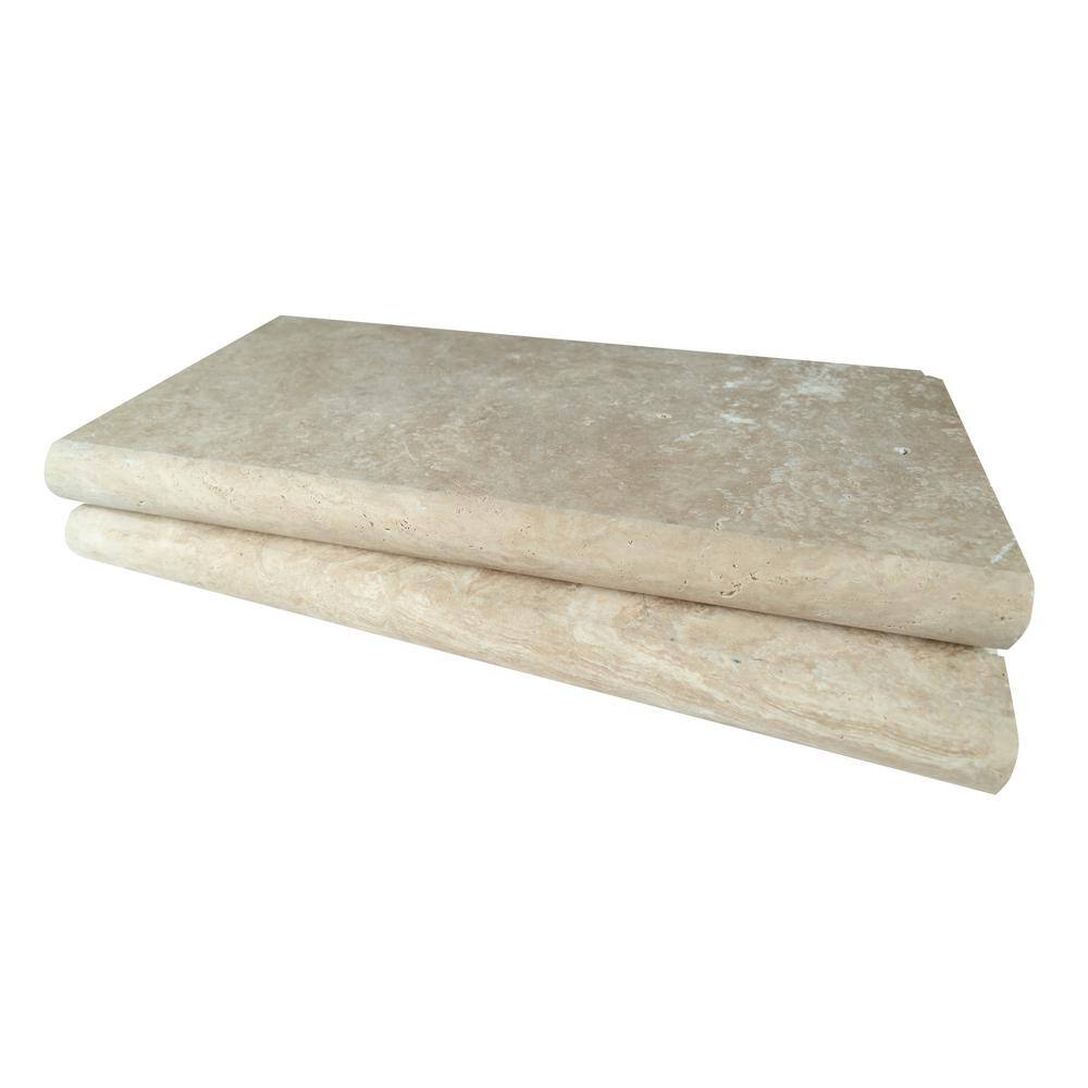 MSI Tuscany Beige 2 in. x 12 in. x 24 in. Travertine Pool Coping (15 Pieces30 sq. ft.Pallet) LCOPTBEI1224HUFBR