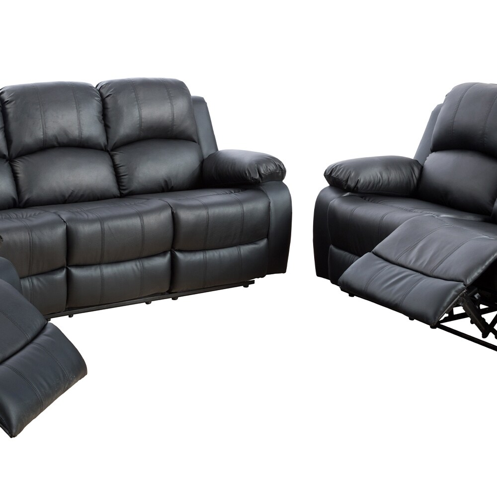 Star Home Living 3 pc Black Faux Leather Reclining Living Room Set