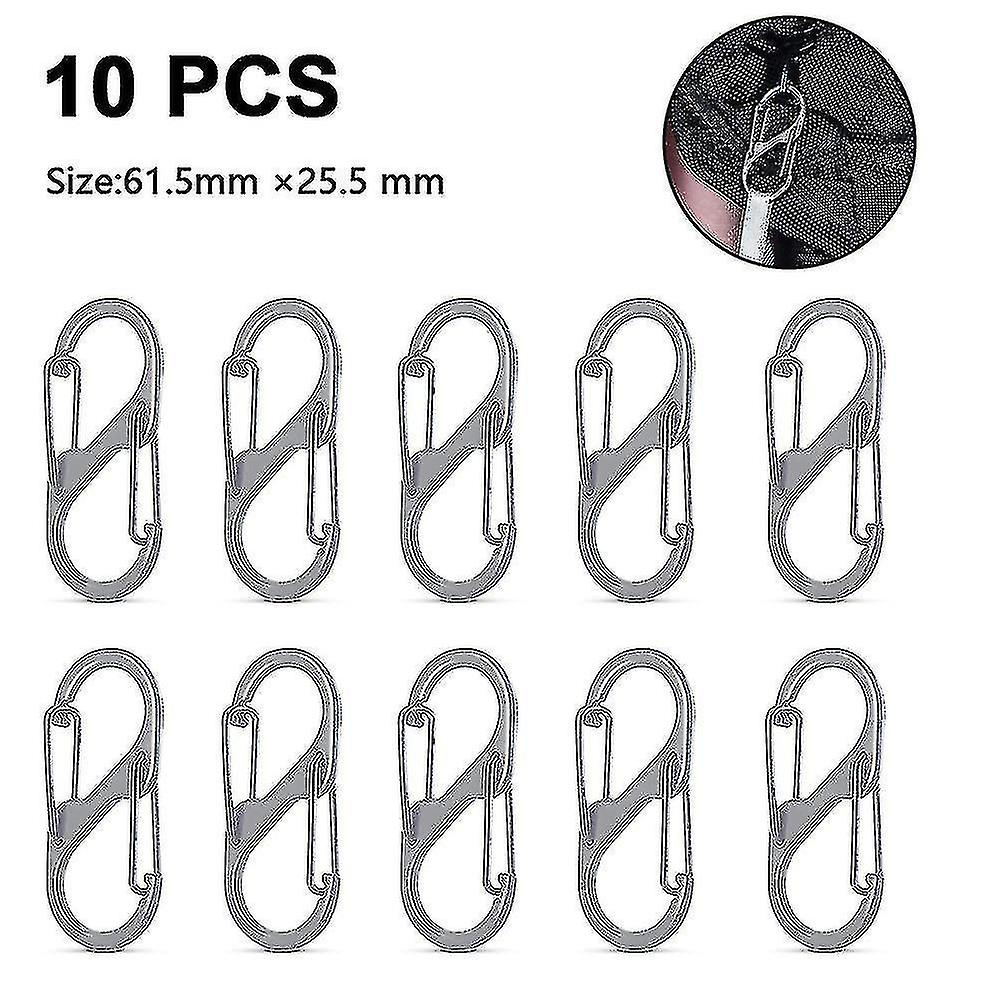 Carabiner Clip， S-shaped Hooks， Aluminum Alloy Dual Locking，10 Pcs