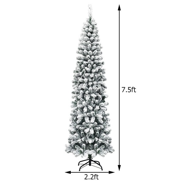 Artificial Snow Flocked Christmas Tree Unlit Pencil Hinged Tree