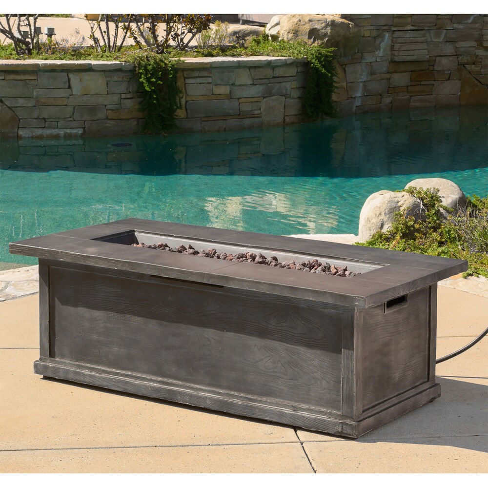 Anchorage Concrete/ Iron Outdoor Liquid Propane Fire Table Set with Lava Rock by Christopher Knight Home   N/A