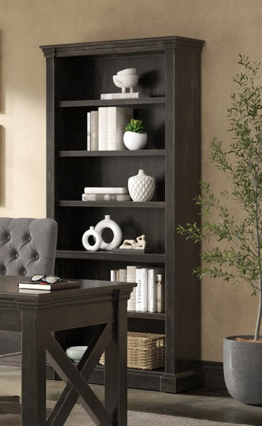 Traditional Wood Open Bookcase Office Shelving Fully Assembled Dark Brown   Transitional   Bookcases   by Martin Furniture  Houzz