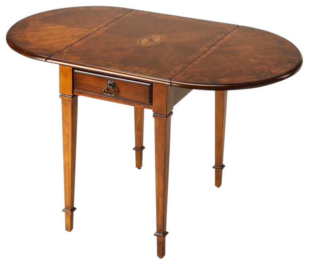 Drop Leaf Table End Side Traditional Olive Ash Burl Distressed   Traditional   Side Tables And End Tables   by HedgeApple  Houzz