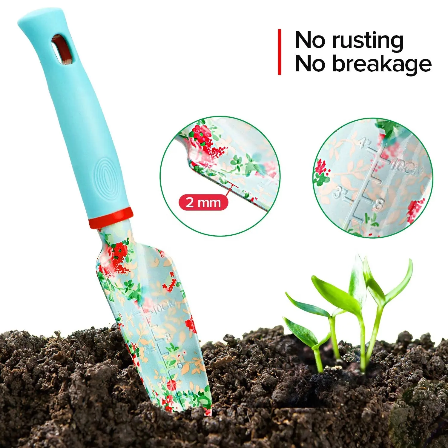 New Arrived 9PCS Gardening Tool Set Hand Planting Mini Wood Handle Shovel Spade Trowel Gardening Tools For Flowers Tranplanting