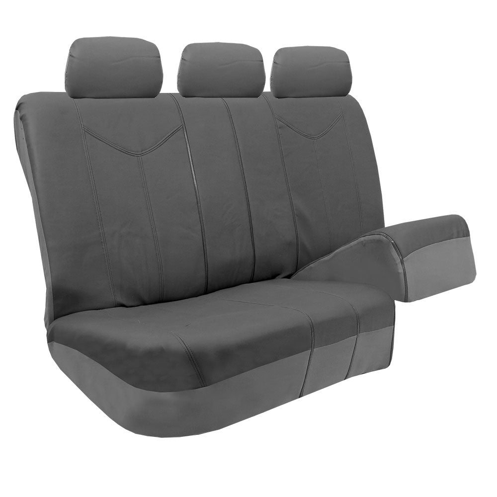 FH Group Gray Rome Faux Leather Airbag Compatible and Split Bench 8 Seaters Car Van Seat Covers， Full Set