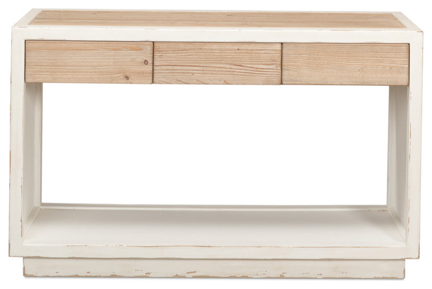 Connor Center Drawer Console Table With Storage 2 Tone Wood   Transitional   Console Tables   by Sideboards and Things  Houzz