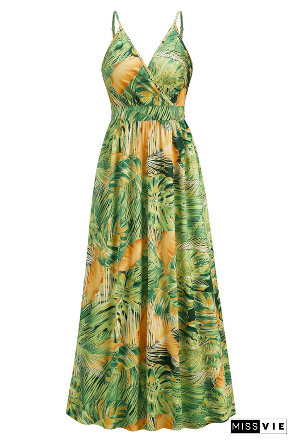 Wrap V Neck Abstract Print Cami Maxi Dress