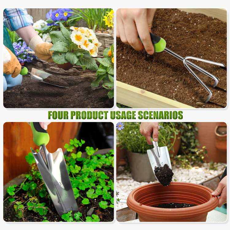 Hand Garden Tools, WeGuard 3 Piece Garden Tool Set, Stainless Steel Heavy Duty Gardening Tools Kit Includes Shovel, Trowel, Rake-Gift for Women