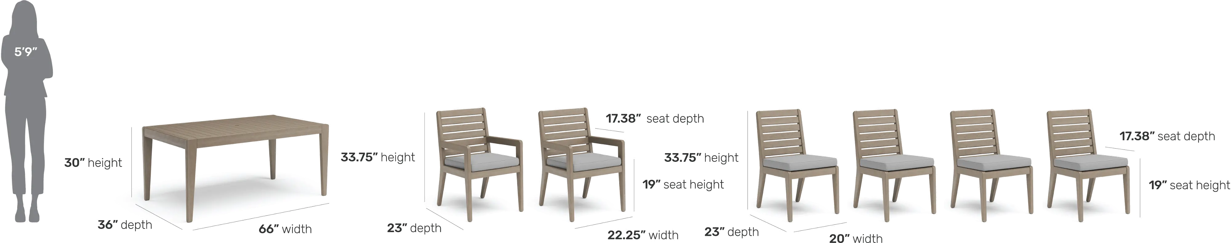 Sustain Brown 7 Piece Outdoor Dining Table with Armchairs