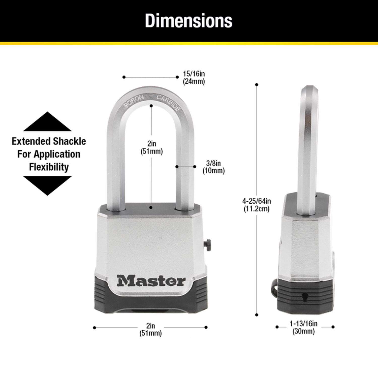 Master Lock 4-25/64 in. H X 1-13/16 in. W X 2 in. L Steel Ball Bearing Locking Padlock