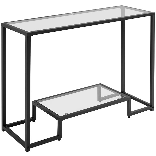 Yaheetech 2 layer Tempered Glass Console Table Accent Glass Shelf For Hallway