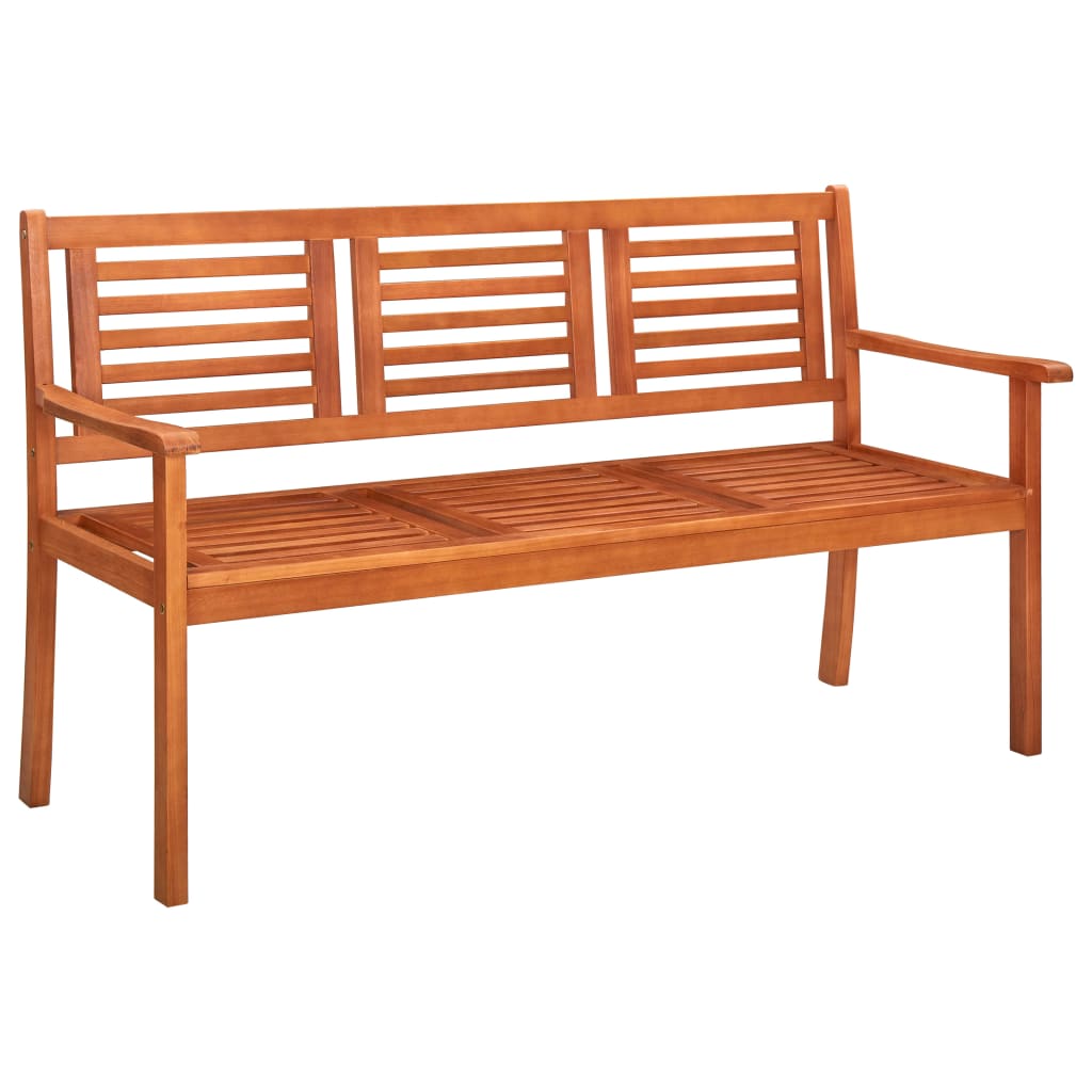 Inlife Garden Bench 3-Seater 59.1" Solid Eucalyptus Wood