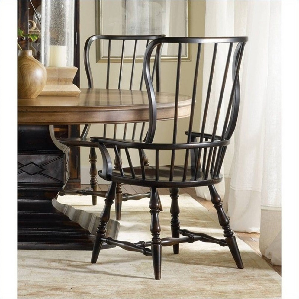 Pemberly Row Modern / Contemporary Spindle Dining Arm Chair in Ebony   Traditional   Dining Chairs   by Homesquare  Houzz