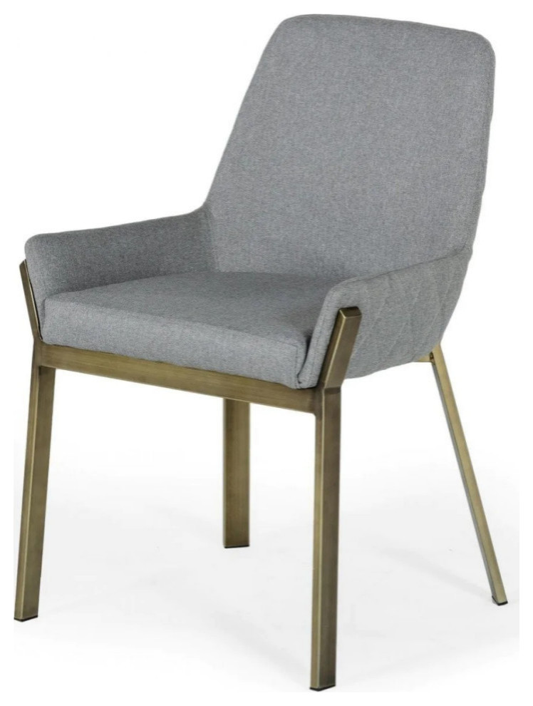 Susie Modern Gray  ampAntique Brass Dining Chair Set of 2   Contemporary   Dining Chairs   by V.S.D Furniture  Houzz